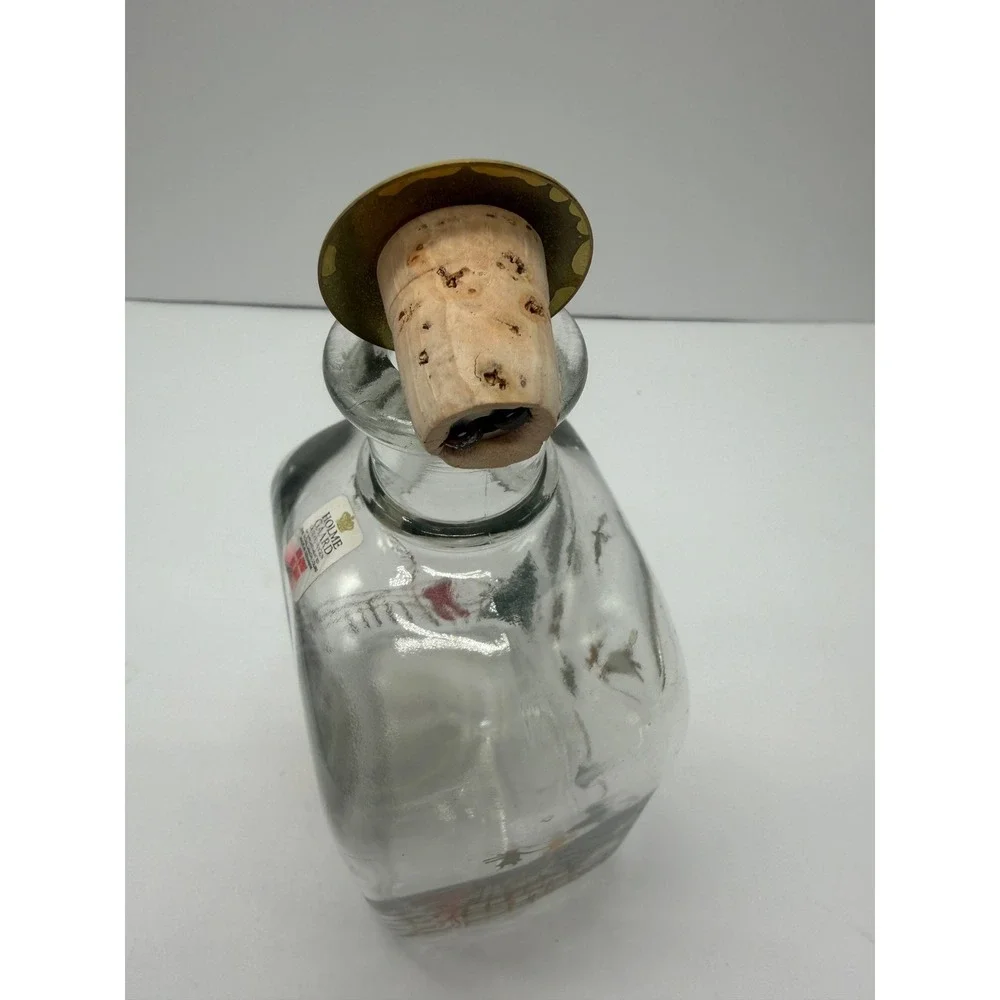 Holmegaard Christmas Decanter 1980s Danish Glass Ice Skating Scene Brass Stopper